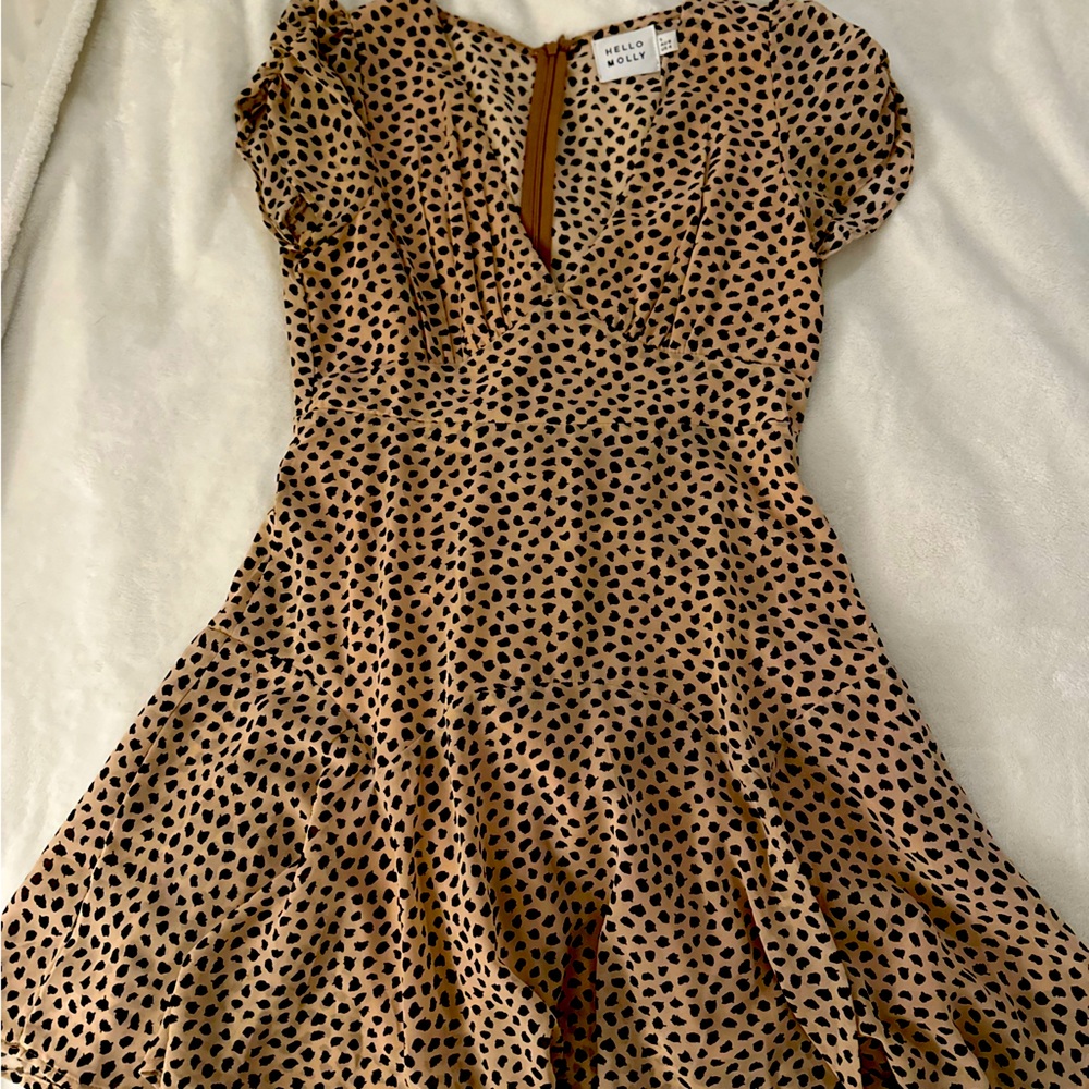 Hello molly leopard print mini a-line dress!